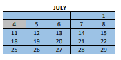 District School Academic Calendar for Cook Elementary School for July 2022