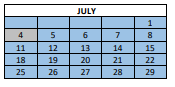 District School Academic Calendar for Dunne Elementary Math Sci & Tech Acad for July 2022