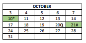 District School Academic Calendar for Stock Early Childhood Center for October 2022