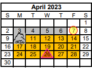 District School Academic Calendar for China Spring Intermediate for April 2023