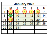 District School Academic Calendar for Challenge Academy for January 2023