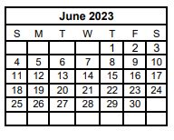 District School Academic Calendar for China Spring Middle for June 2023
