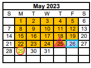 District School Academic Calendar for China Spring H S for May 2023