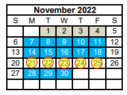 District School Academic Calendar for Challenge Academy for November 2022