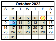 District School Academic Calendar for Combined Schools for October 2022