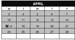 District School Academic Calendar for Aiken University High School for April 2023