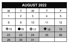 District School Academic Calendar for Gamble Elementary School for August 2022