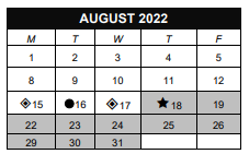 District School Academic Calendar for School For Creat & Perf Arts High School for August 2022