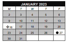 District School Academic Calendar for Clark Montessori High School for January 2023