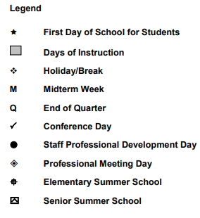 District School Academic Calendar Legend for Midway Elementary School