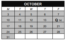 District School Academic Calendar for Aiken College And Career High School for October 2022