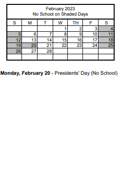 District School Academic Calendar for James Madison Ullom Elementary School for February 2023