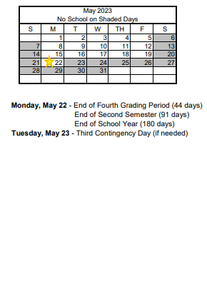 District School Academic Calendar for C. P. Squires Elementary School for May 2023