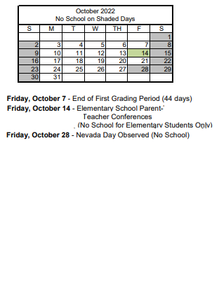 District School Academic Calendar for E. W. Griffith Elementary School for October 2022