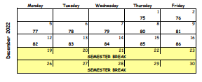 District School Academic Calendar for Mount Zion High School for December 2022