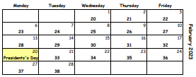 District School Academic Calendar for Oliver Elementary School for February 2023