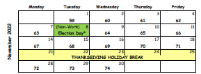 District School Academic Calendar for Clayton County Alternative Center for November 2022