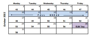 District School Academic Calendar for Worktec for October 2022