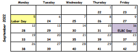 District School Academic Calendar for Thurgood Marshall Elementary School for September 2022