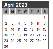 District School Academic Calendar for Creekside Intermediate for April 2023