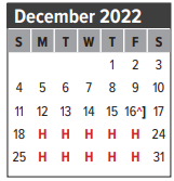 District School Academic Calendar for Clear Brook High School for December 2022