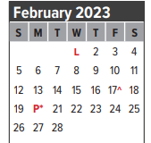 District School Academic Calendar for League City Intermediate for February 2023