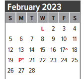 District School Academic Calendar for G H Whitcomb Elementary for February 2023