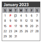 District School Academic Calendar for P H Greene Elementary for January 2023