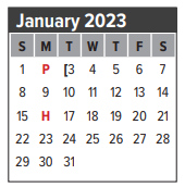 District School Academic Calendar for G H Whitcomb Elementary for January 2023