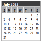 District School Academic Calendar for Brookside Intermediate for July 2022