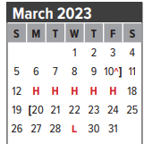 District School Academic Calendar for Clear Brook High School for March 2023