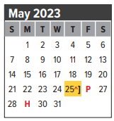 District School Academic Calendar for Art And Pat Goforth Elementary Sch for May 2023