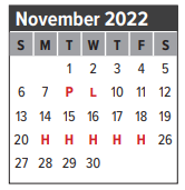 District School Academic Calendar for Henry Bauerschlag Elementary Schoo for November 2022