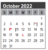 District School Academic Calendar for Wedgewood Elementary for October 2022