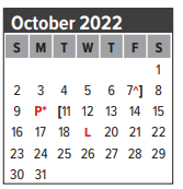 District School Academic Calendar for G H Whitcomb Elementary for October 2022