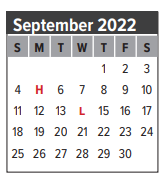 District School Academic Calendar for John F Ward Elementary for September 2022