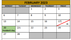 District School Academic Calendar for Irving Elementary for February 2023