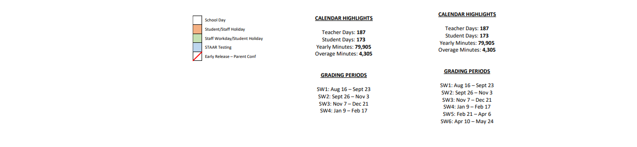 District School Academic Calendar Key for Irving Elementary