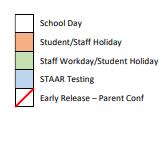 District School Academic Calendar Legend for Adams Elementary