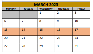 District School Academic Calendar for Irving Elementary for March 2023