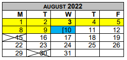District School Academic Calendar for Cleveland H S for August 2022