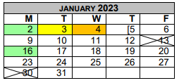District School Academic Calendar for Eastside Int for January 2023