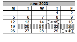 District School Academic Calendar for Eastside Int for June 2023