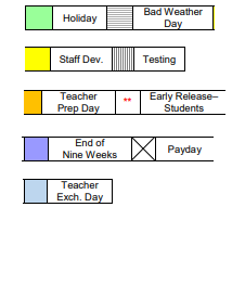 District School Academic Calendar Legend for Douglass Sch