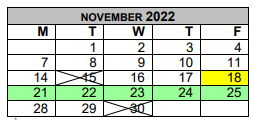 District School Academic Calendar for Northside Elementary for November 2022