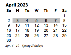 District School Academic Calendar for Daniell Middle School for April 2023
