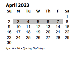 District School Academic Calendar for Rocky Mount Elementary School for April 2023