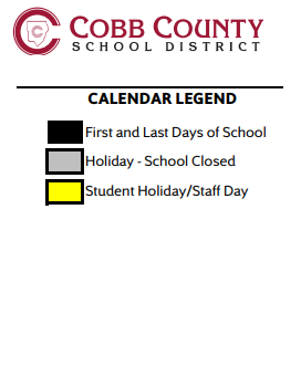 District School Academic Calendar Legend for Kennesaw Elem School