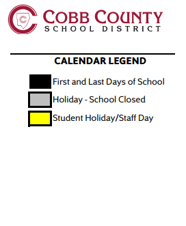 District School Academic Calendar Legend for Mccleskey Middle School