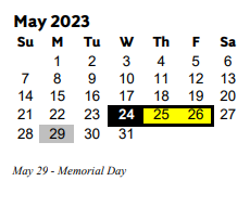 District School Academic Calendar for Timber Ridge Elementary School for May 2023